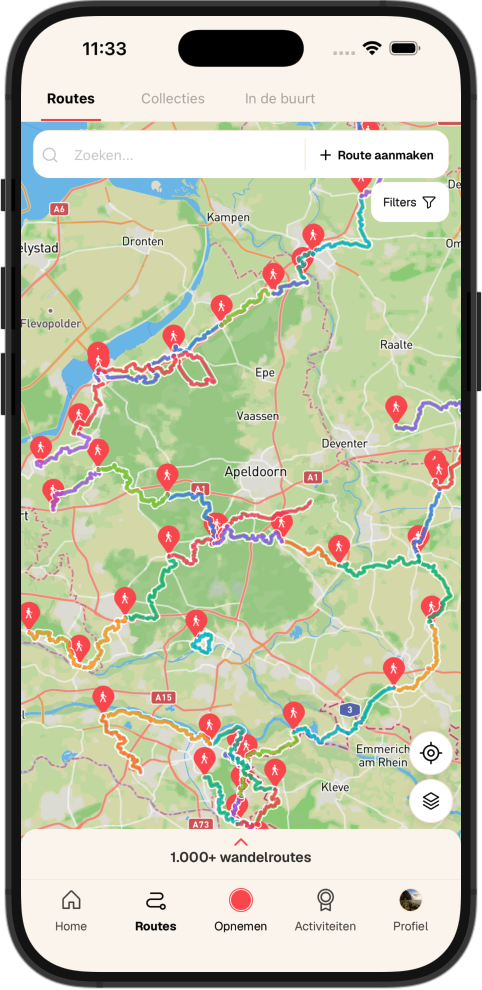 Fietsroutes in de BikeWeb app